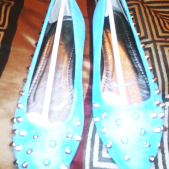 Shully's Turquoise Studded Flats - Picture 5 of 6